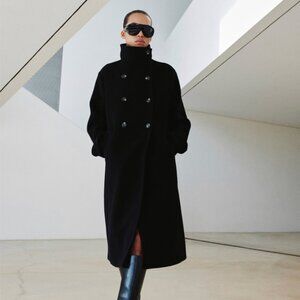 Mango Wool Funnel Neck Long Coat